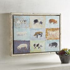 Pig Patchwork Framed Art