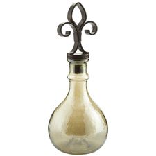 Amber Luster Fleur-de-Lis Hammered Decanter