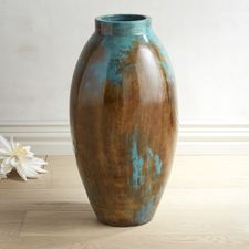 Blue & Brown Oval Floor Vase