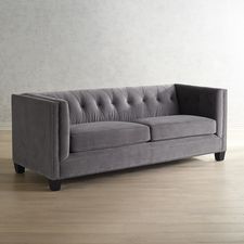 Quinn Gray Tufted Tuxedo Sofa