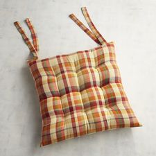Square Dining Chair Cushion in Farmhouse Plaid 