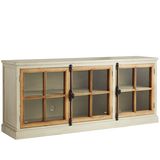 Cremone Linen Gray Pine Wood 74" TV Stand