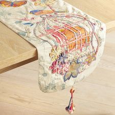 Embroidered Floral Birdcage 72" Table Runner