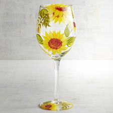Sunflower Painted Wine Glass
