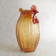 Chicken Art Glass Vase