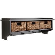 Holtom Rubbed Black Wall Shelf with Baskets