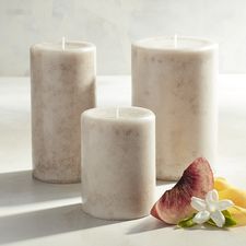Vintage Linens Mottled Pillar Candles