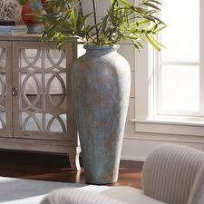 Blue & Green Patina Urn Floor Vase