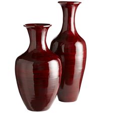 Glossy Red Bamboo Urns Vases